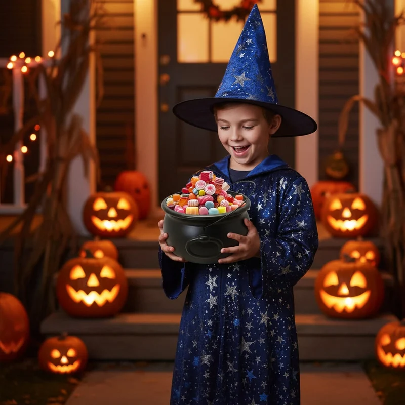 Decorazione Halloween Calderone Dolcetto Scherzetto Esposizione