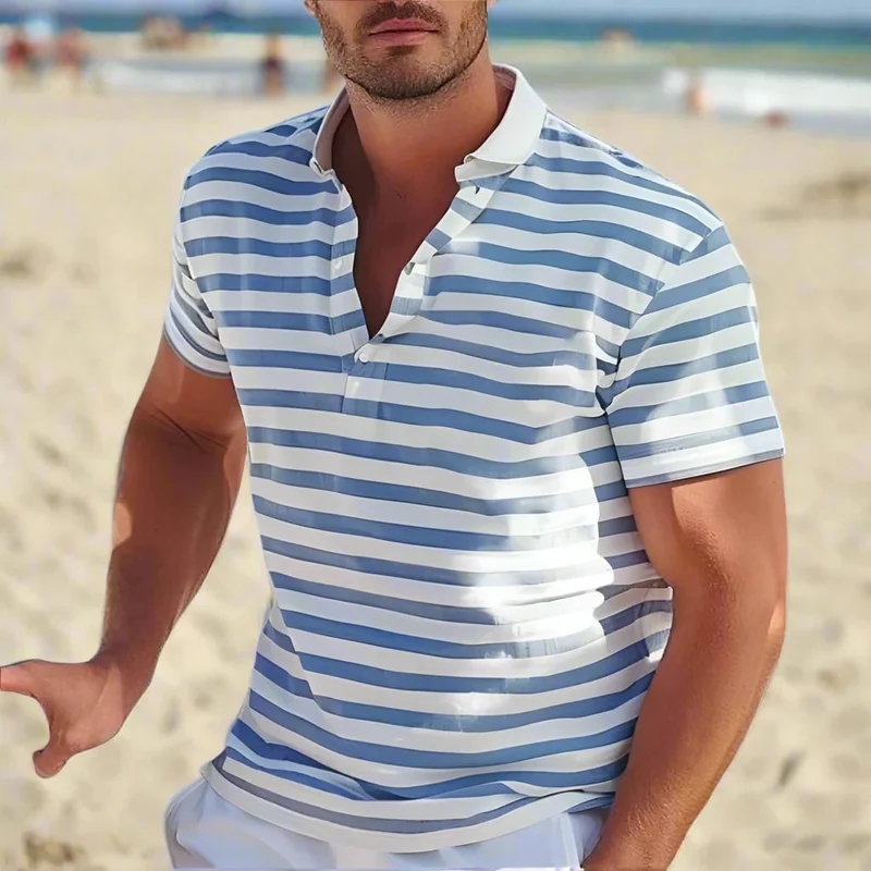 Uomo Polo Righe Manica Corta Estate | Maglia Casual