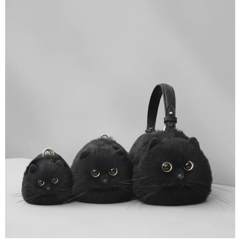 Schattige Kat Handtas Zachte Pluche Draagtas Dierenliefhebbers