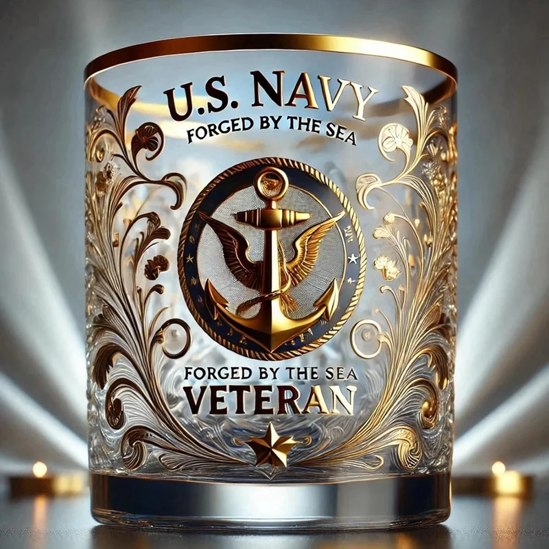 Herdenkingsglas Veteranen Goudkleurig Kristallen Whiskey Glas