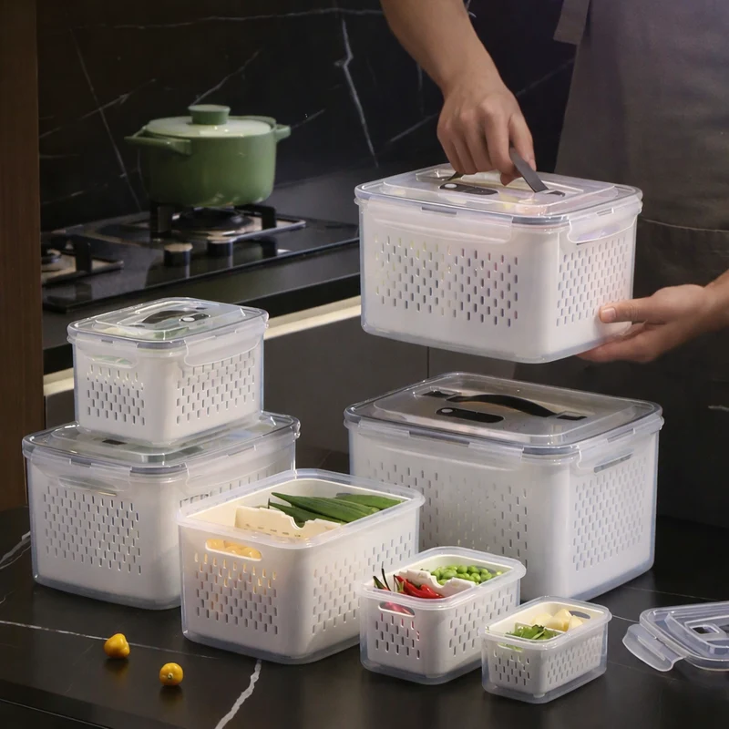 Vershoudbakjes Set Koelkast Opbergdozen Fruit Groente Lekvrij