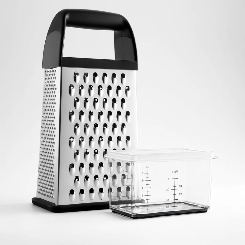 RVS Keukenrasp Antislip Basis Afneembaar Bakje 4 Zijdige Rasp