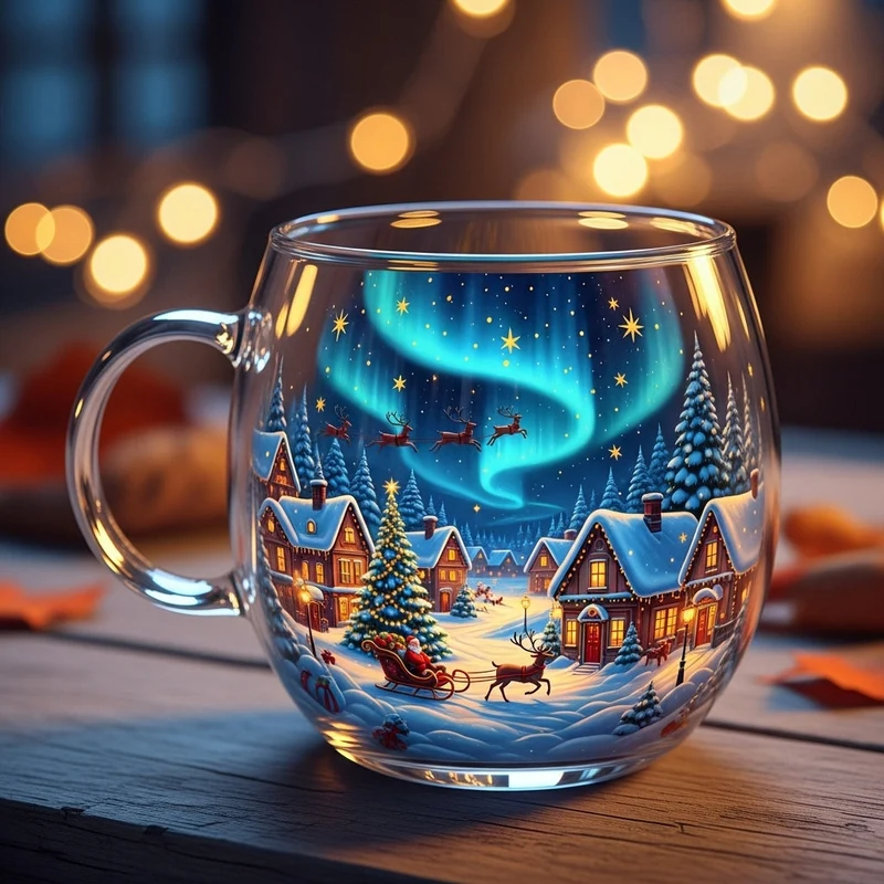 Glazen Mok Kerst Winterdesign Warme Dranken Tafeldecoratie