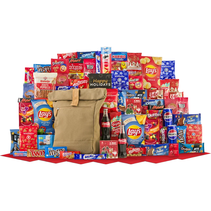 Roltop Rugzak & Mega Snoepbox XXL Kerstpakket