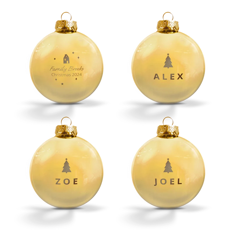 Glazen kerstbal - goud - 4 stuks