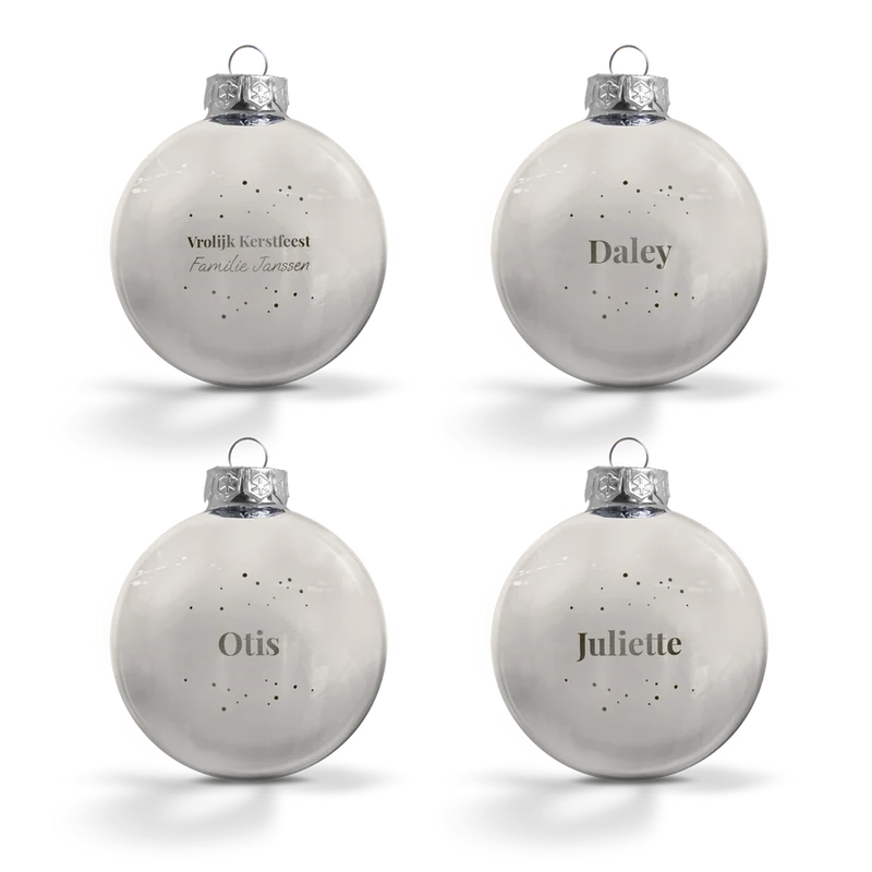 Glazen kerstbal - zilver - 4 stuks