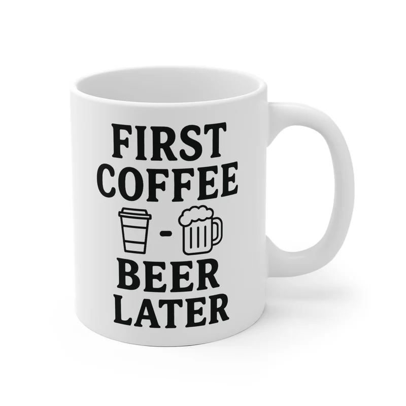 Keramische koffietas: First Coffee, Beer Later