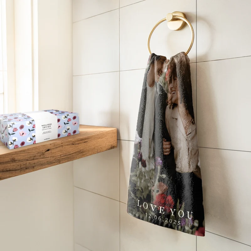 Cadeauset van zeep met gepersonaliseerd gastenhanddoekje