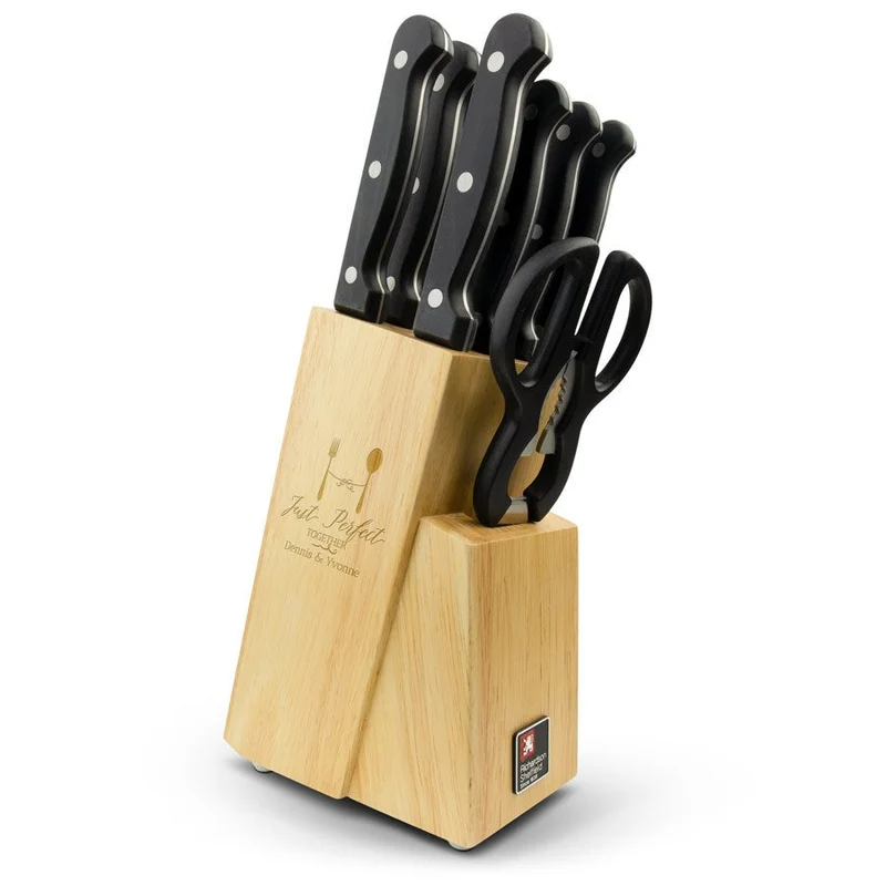 Houten messenblok met messen