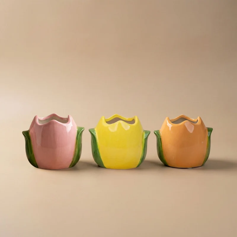 Paas plantenpot set - Tulp potjes met mini planten - Set van 3